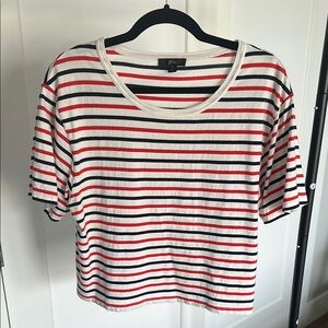 J. Crew Red and Blue Striped Boxy T-Shirt